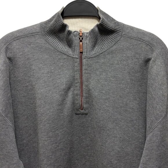 Tommy Bahama Gray 1/4 Zip Pullover Sweater Reversible Size XL Mens Knitwear - Picture 3 of 7